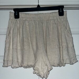 High Waist Beige Women's Shorts